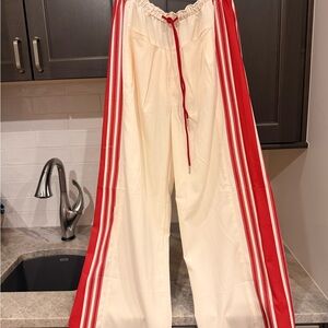 Red and White Track Pants
